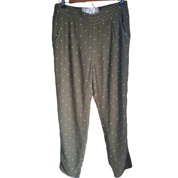 Elevenses Metallic and Army Green flat panel straight carrer classic Pant Size 8 - Picture 1 of 16